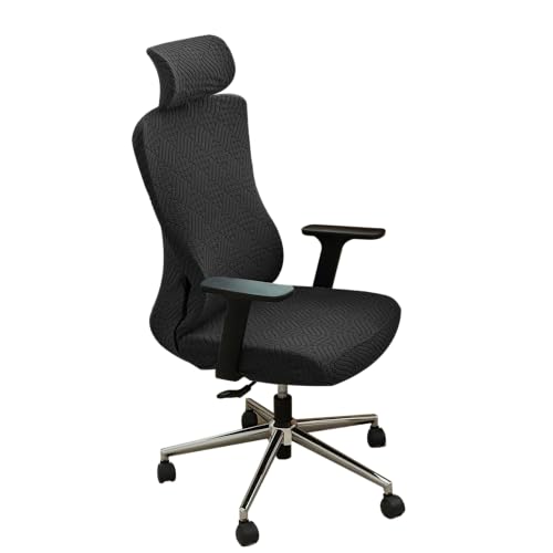 EVOLLER Jacquard 2-Piece Ergonomic Office Chair Cover with Headrest – Black (Jacquard, L-Black)