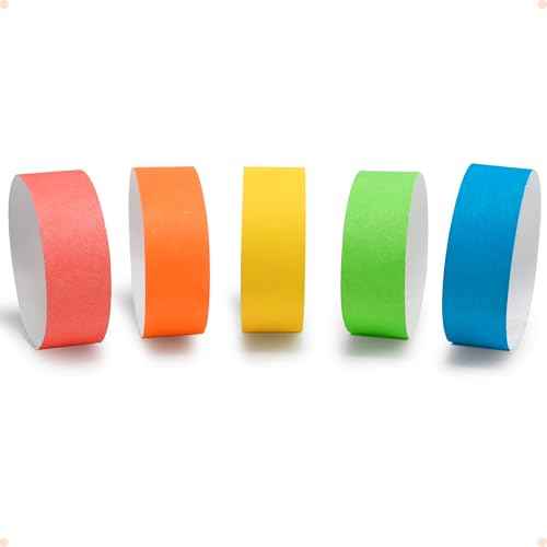 DGBDPACK 500 Pcs Neon Wristbands, 1-500 Consecutive Numbers, 5 Colors, Waterproof Tearproof Wrist Straps Admission Bracelets Tickets (Assorted)