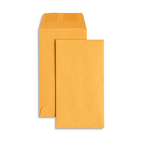 Brown Kraft Coin Envelopes 500#7 Gummed 3.5 x 6.5 Inches for Coins & Keys