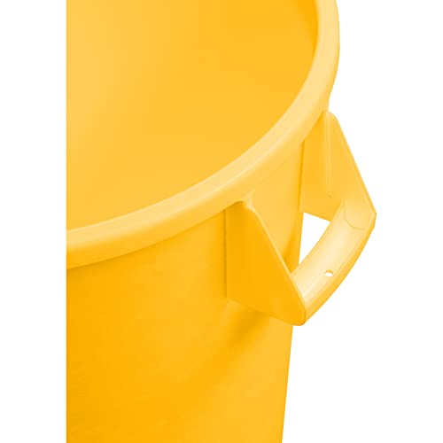 SPARTA Bronco 20 Gallon Trash Can, Thick Polyethylene Bin, NSF Certified Waste Container with Top Handles, Bottom Handholds, Reinforced Base and Stackable, LLDPE, 20 Gallon, Yellow