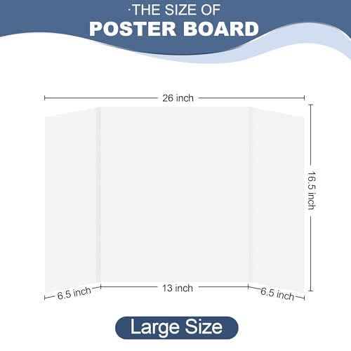 Rsgift 26x16.5 Trifold Poster Boards with Double Sided Tapes and Cardboard,Corrugated Display Boards,Professional Presentation Boards for School Project, Exhibitions(4PACKS)