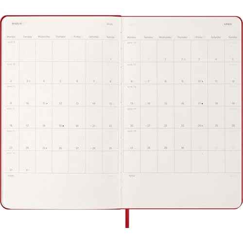 Moleskine Classic 12 Month 2026 Weekly Planner, Hard Cover, Large (5" x 8.25"), Scarlet Red, 144 pages