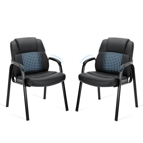 Sweetcrispy Black Waiting Room Chairs Set of 2 - Executive Office Guest Chairs