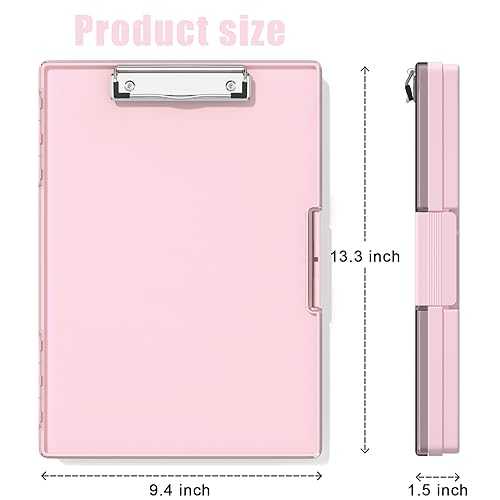 Hongri Pink Clipboard with Storage 8.5 x 11 dual compartments