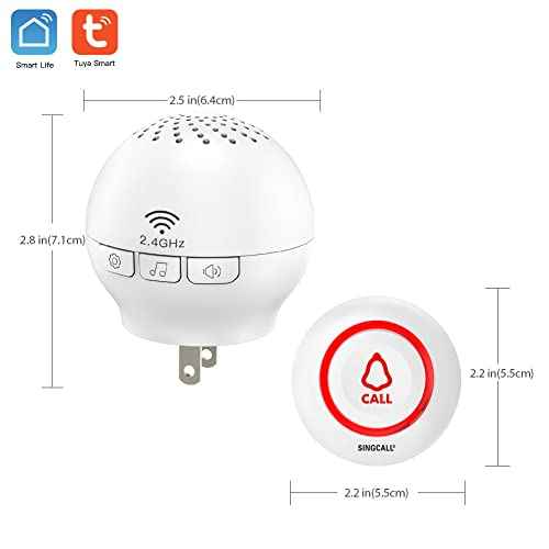 SINGCALL Tuya Caregiver Pager Smart Wireless Calling System WiFi SOS Emergency Home Caring Nurse Buzzer Call Bell System for Old People Patients Children