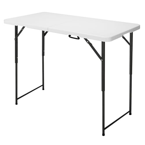 FROASISPRO 4ft Folding Portable Height-Adjustable Utility Table - White