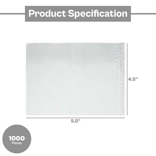 1000 Clear Waterproof Packing List Envelopes with Self-Adhesive Window 4.5x5.5 Inch