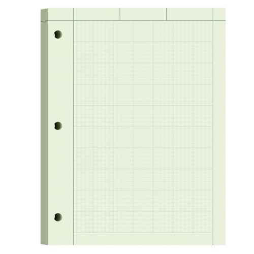 Engineering Paper 8.5 x 11, 100 Sheets Top Glue Binding Engineering Notebook, 5x5 Quad Ruled Graph Paper, 3-Hole Punched Engineering Computation Pad 8.5 x 11, Green Tint Engineering Paper Notebook