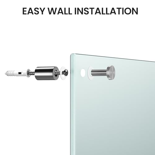 VUSIGN 36" x 24" Glass Whiteboard, Magnetie Dry Erase Board of Frameless, Minimalist Style Glass White Board for Wall, Office, Home,School