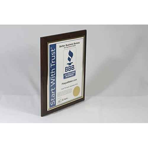 10.5 x 13" Certificate Display Plaque - Offered in Coated Cherry Wood with an 8.5 x 11" Gold Frame - Slide in Your Diploma, Award Certificate, Award of Achievement, Class Photo, and More