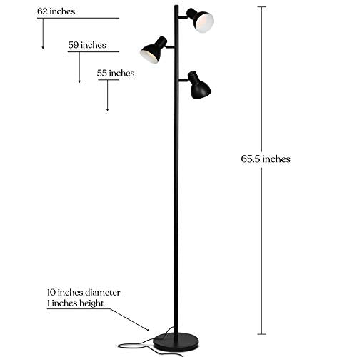 Brightech Ethan Dimmable Floor Lamp for Bedroom Reading & Living Room Decor - Modern LED Tall Tree Lamp for Offices - Black