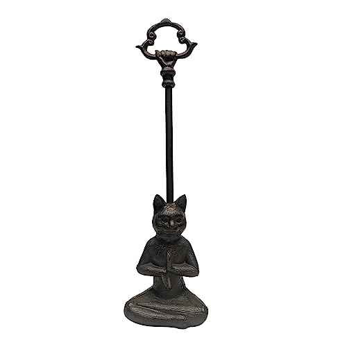 Treasure Gurus Heavy Cast Iron Yoga Cat Doorstop Carry Handle Door Stop Namaste Stopper Home Decor
