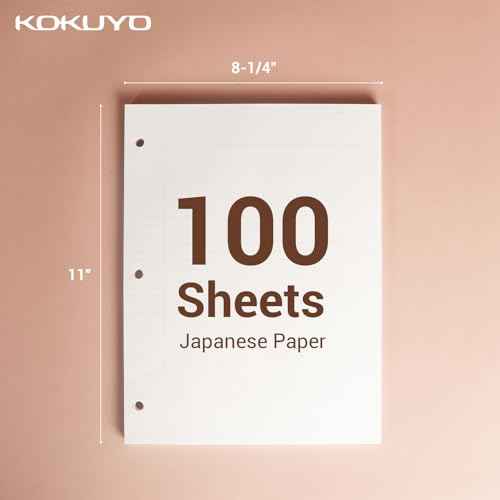 Kokuyo Campus Loose Leaf Paper for 3 Ring Binders, 8-1/4"x11¡±, College Ruled Notebook Paper, 100 Sheets, 70 GSM Japanese Smooth Paper Prevents Ink Bleeding, School Suppliers.Japan Import(WSG-NO-887G1)
