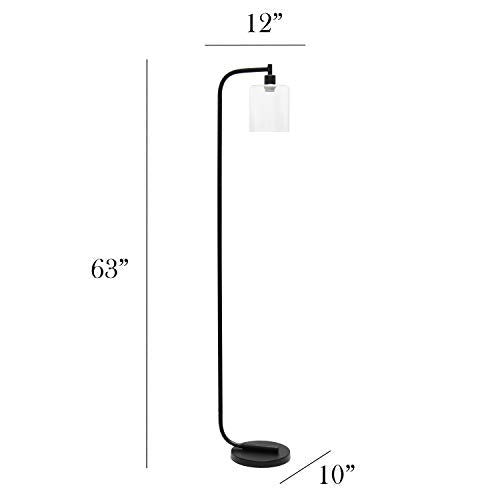 Simple Designs LF1036-BLK Antique Style Industrial Iron Lantern Floor Lamp with Glass Shade, Black 12 x 10 x 63