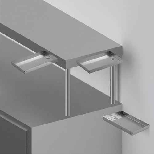 Shimeyao 1 Pack 304 Stainless Steel Printer Tray 10.24 x 6.5 Inch POS KDS Printers Shelf Thermal Printer Stand Mounts to Wall or Shelf Edge, Silver, 4 Mounting Holes Each Side
