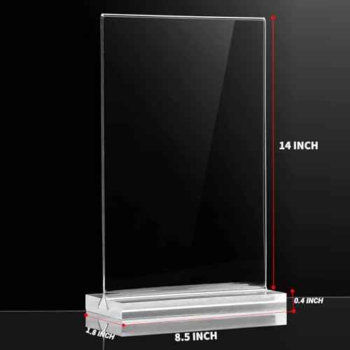 6 Pack 8.5 x 14'' Acrylic Sign Holder, Clear Acrylic Picture Frame Table Menu Holder Double Sided T Shape Poster Acrylic Frame for Wedding Party Office Restaurant Hotel (6)