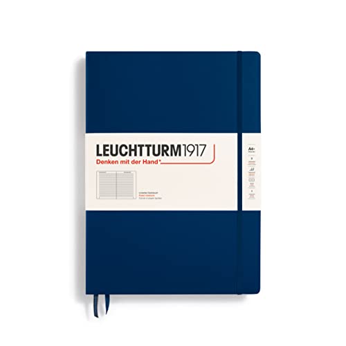 LEUCHTTURM1917 - Notebook Hardcover Master Classic A4+ - 235 Numbered Pages for Writing and Journaling (Navy, Ruled)