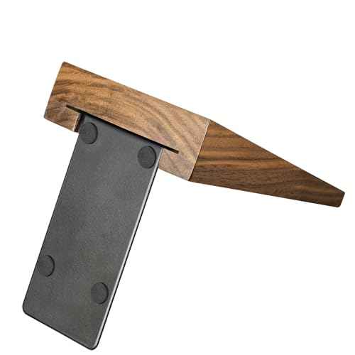 Luxdecor Walnut Book Ends Hold Heavy Books-7x6x5in Wood Bookends for Office Desk Non Skid, Decorative Walnut Bookend 2pack, Triangle Style