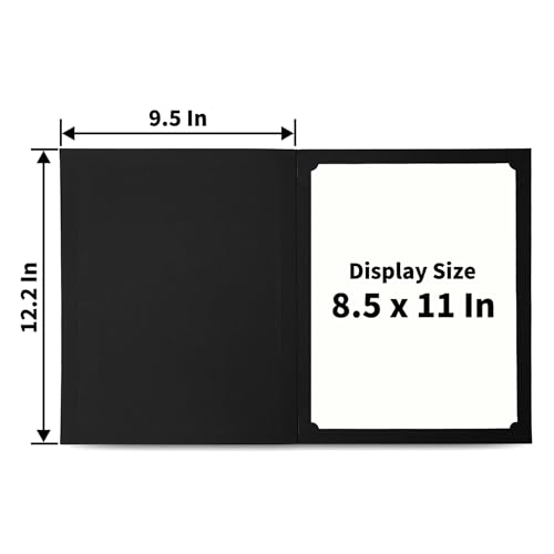 SUNEE Certificate Holders(Black, 50 Packs), Diploma Covers Gold Foil Border, for Letter Size 8.5x11 Certificates, Cardstock, Document Papers