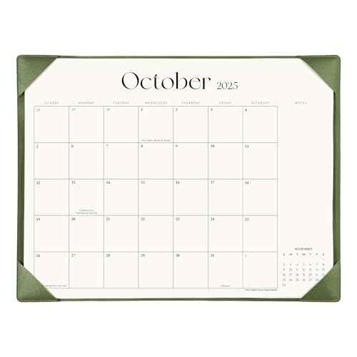 Simplified Desk Calendar 2025-2026 with Desktop Mat, Cabbrix Large Desk Pad Calendar 21" x 16-1/2" Runs From July 2025 to December 2026, Desk Blotter Calendar for Home School and Office (Mint Green)