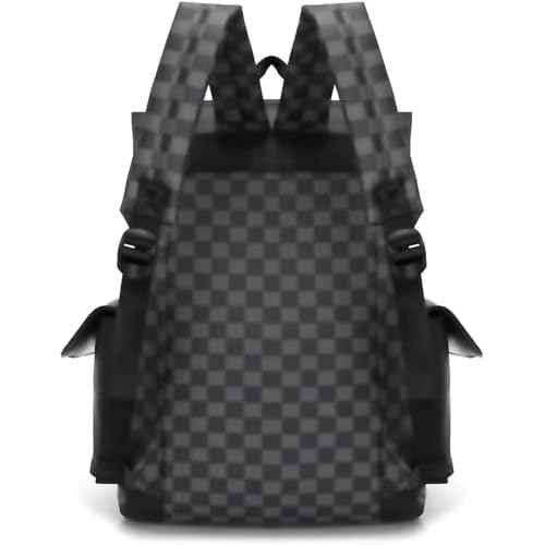 Black Leather Backpack School College Bookbag Laptop Backpack business travel Multifunctional backpack (Black 1)