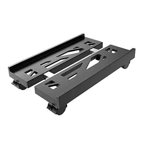 Adjustable Mobile CPU Stand, Ventilated Computer Tower Stand with 4 Caster Wheels Fits Most PC Tower, Under Desk CPU Holder PC Floor Cart Computer Riser for Gamers and Students (Black)