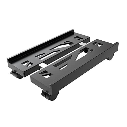 Hovadova Black Adjustable Mobile Computer Tower Stand with Ventilation & Locking Casters