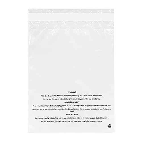 ? 8¡± x 10¡± (1000 Count) Self Seal Clear Poly Bags with Suffocation Warning ? Permanent Adhesive ? FBA Compliant for Packaging Clothes, Shirts and More - 1.5mil LDPE Plastic
