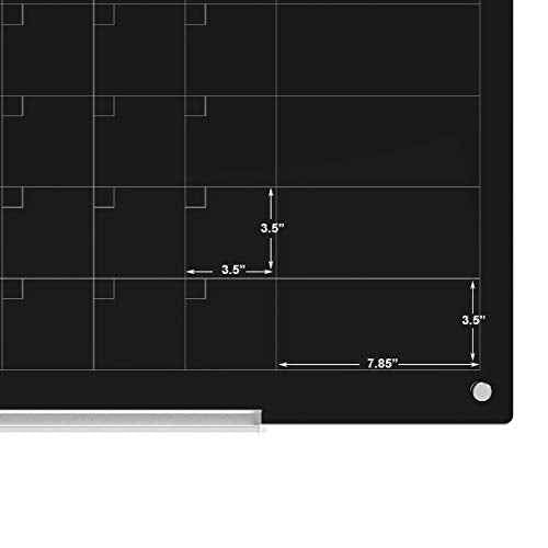 Audio-Visual Direct Magnetic Black Calendar Glass Dry-Erase Board Set - 3' x 2' - for Wall - Monthly Planner