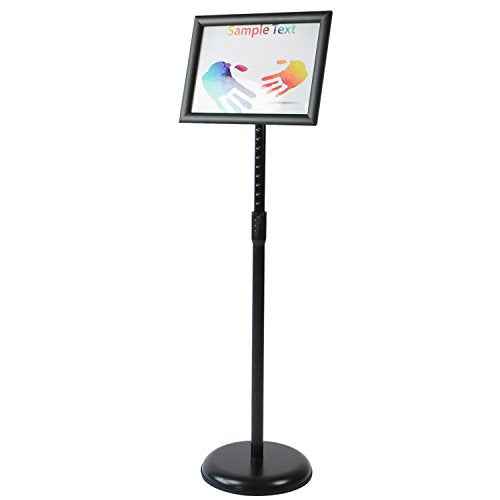 T-SIGN Adjustable Heavy Duty Pedestal Sign Holder Floor Stand, Sign Stand Poster Stand, 8.5 x 11 inch, Vertical & Horizontal View, Outdoor Indoor Standing Display Sign Holders Aluminum Black