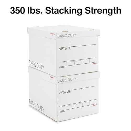 STAPLES Corrugated File Box Lift Off Lid, Letter/Legal Size, White/Black, 10/Pack (ST59208)