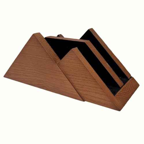 Dual Laptop Holder Vertical Laptop Stand 2 Slots Wooden - Light Brown (Oak Color)