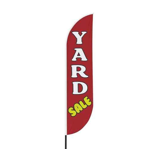 Yard Sele Sign feather flag for Outdoor by Mavis Print | 11.5 FEET Long Polyester Outdoor Banner Flag for Easy Hang | HD Print Swooper I Flag Only for Business Sele Advertising I Flag Only