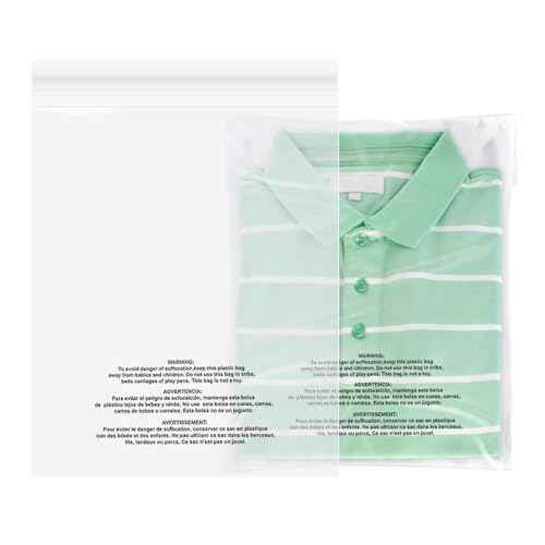 iMailer - 100 Count - 9" x 12" Clear Plastic Poly Bags with Suffocation Warning Self Seal for A4, Documents, Clothing, Shipping, Packaging - Resealable Adhesive, Not Strong