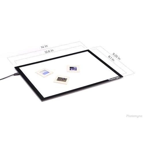 Photomyne A4 Slide Viewer | Light Pad Backlight | Negative Viewer | Film Negatives & Old Slides Scanning Light Box | Hands-Free Ultra-Thin Ultimate Brightness (Includes USB Adapter) - Black