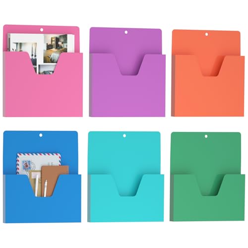 MFTEK Magnetic File Holder 6 Pockets Light Color-Mix Office Organizer
