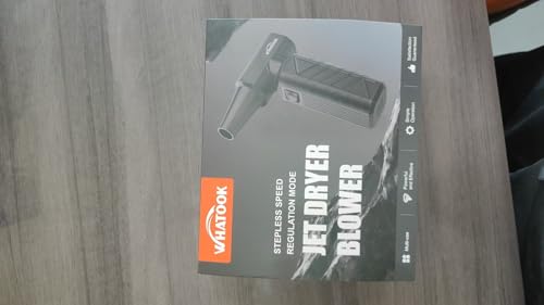 WHATOOK Compressed Air Duster: 180000RPM Air Blower with Stepless Speed Regulation Mode, Electric Air Duster with Brushless Motor, Air Duster for Keyboard, Computer, Car and Home Cleaning（Black）