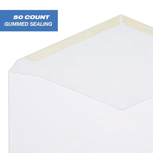 Mead #10 Envelopes Pack of 50 - Letter Size White Gummed Closure Office & Home Mail