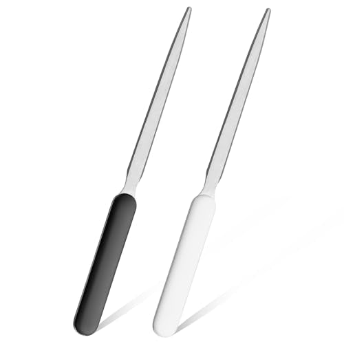 2 Pack Stainless Steel Letter Opener Envelope Slitter with Plastic Handle - Office & Home Use