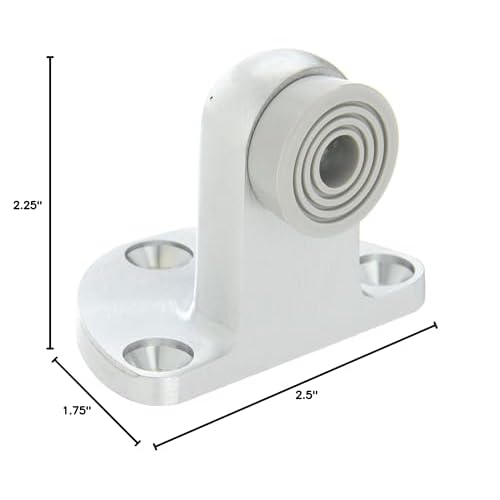Rockwood 481H.26D Brass Door Stop, #12-24 x 1" FH MS Fastener with Lead Anchors, 2-1/2" Base Width x 1-3/4" Base Length, 2-1/4" Height, Satin Chrome Plated Finish