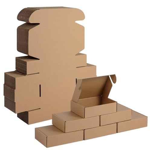 9x6x2 Inches Shipping Boxes 50 Pack, Brown Corrugated Cardboard Boxes for Small Business Mailing Mailer Box and Packaging Supplies Carton