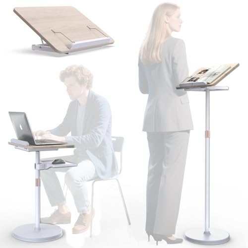 Haweah Lectern Podium Stand White-2 Height Adjustable Floor & Desktop Book Holder