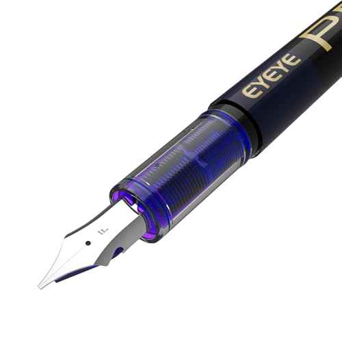 EYEYE Disposable Fountain Pens Fine Point, 4 Black 4 Blue Fountain Pens or Writing, Stainless Steel Nib, Smooth Writing for Journaling, Drafting, Sketching, Doodling & Office Supplies