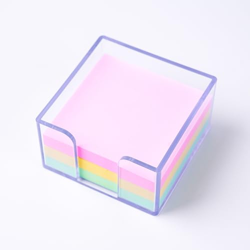 Dueecasebit 3''x3'' Clear Acrylic Sticky Notes Holder Desk Organizer Light Blue
