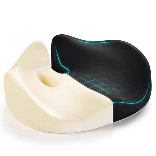 Seat Cushion for Long Sitting Hours on Office/Home Chair, Car, Wheelchair, Memory Foam Sciatica Pain Relief Pillow, Seat Cushion for Hip, Tailbone, Coccyx Pain, Black