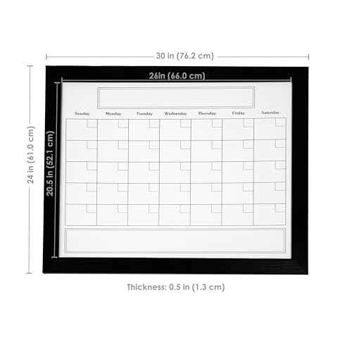 Sunnydaze Monthly Calendar Whiteboard for Wall - Dry Erase Board Calendar with Pine Wood Frame