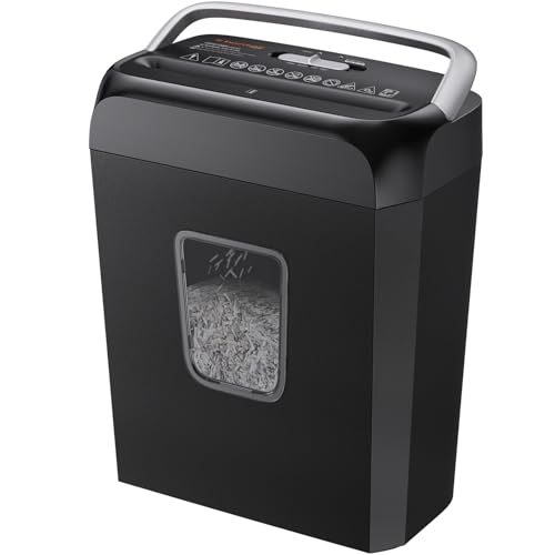 Bonsaii Cross Cut Paper Shredder 6-Sheets 3.4 Gal Bin Black Gray for Home Office