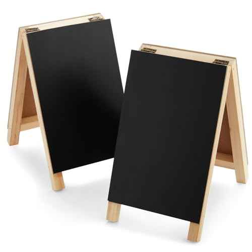 Juvale Mini Chalkboard Easel Signs - 2-Pack, Black, 4.5 x 7.5 in - Tabletop Chalkboard Sign Stand, Double-Sided Display for Wedding, Restaurant Menu & Catering Event Decor