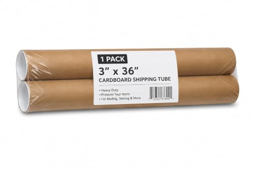 3x36 Inch Cardboard Shipping Tubes Pack of 2 - Heavy Duty Mailers for Artwork & Documents