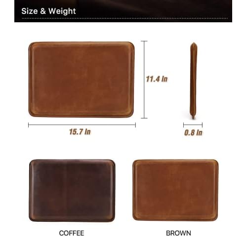Top Grain Leather 16.2" Slim PC Sleeve Case, Solid Vintage Design, Handmade, Compatible with MacBook Pro 16.2" A2485 M1 Max 15" Touch Bar A2141 A1707 Pro 16" Touch ID A1990, Brown 16.2 Inch